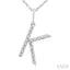 Silver Block 'K' Initial Diamond Pendant
