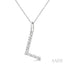 Silver Block 'L' Initial Diamond Pendant