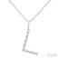 Silver Block 'L' Initial Diamond Pendant