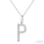 Silver Block 'P' Initial Diamond Pendant
