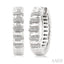Silver Bold Ribbed Diamond Hoop Fashion Earrings