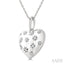 Silver Bold Puffed Heart Shape Diamond Pendant