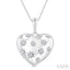 Silver Bold Puffed Heart Shape Diamond Pendant