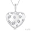 Silver Bold Puffed Heart Shape Diamond Pendant