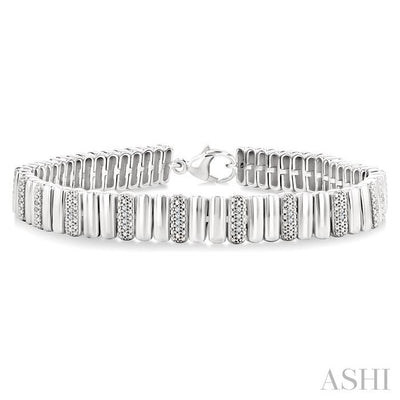 Silver Bold Ribbed Diamond Fashion Bracelet