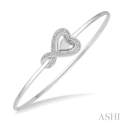 Silver Heart Shape Diamond Flex Fashion Bangle