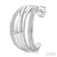 Silver Bold Diamond Half Hoop Earrings