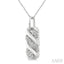 Silver Bold Ribbed Diamond Fashion Pendant