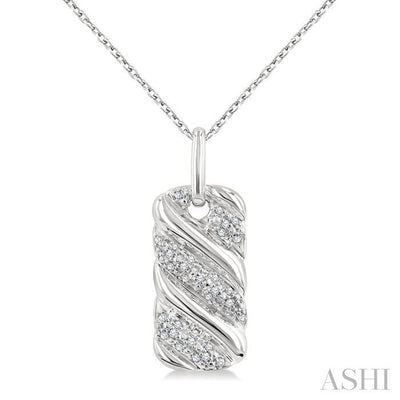 Silver Bold Ribbed Diamond Fashion Pendant