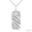 Silver Bold Ribbed Diamond Fashion Pendant