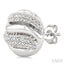 Silver Bold Ribbed Diamond Fashion Earrings