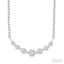 Silver Graduated Petite Diamond Fashion Smile Necklace
