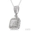 Silver Cushion Shape Diamond Pendant