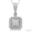 Silver Cushion Shape Diamond Pendant