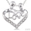 Silver Heart Shape Mom & Child Diamond Fashion Pendant