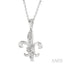 Silver Fleur De Lis Diamond Pendant