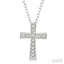 Silver Cross Diamond Fashion Pendant