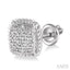 Silver Cushion Shape Diamond Earrings
