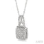 Silver Cushion Shape Diamond Pendant