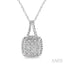 Silver Cushion Shape Diamond Pendant