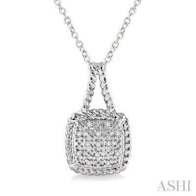 Silver Cushion Shape Diamond Pendant