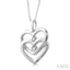 Silver Twin Heart Shape Diamond Fashion Pendant