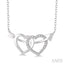 Silver Twin Heart Shape Arrow Diamond Fashion Pendant