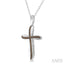 Silver Cross Champagne Diamond Fashion Pendant