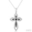 Silver Cross Black Diamond Fashion Pendant