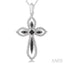 Silver Cross Black Diamond Fashion Pendant
