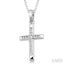 Silver Cross Channel Set Diamond Fashion Pendant