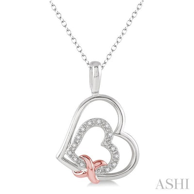 Silver Double Heart Shape Diamond Fashion Pendant