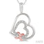 Silver Double Heart Shape Diamond Fashion Pendant