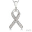 Silver Support Ribbon Diamond Fashion Pendant