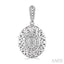 Silver Oval Shape Diamond Earrings