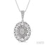Silver Oval Shape Diamond Pendant
