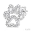 Silver Dog Paw Diamond Fashion Earrings