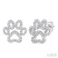Silver Dog Paw Diamond Fashion Earrings