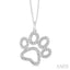 Silver Dog Paw Diamond Fashion Pendant