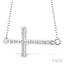 Silver Sideway Cross Diamond Fashion Pendant