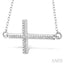 Silver Sideway Cross Diamond Fashion Pendant