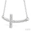 Silver Sideway Cross Diamond Fashion Pendant