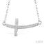 Silver Sideway Cross Diamond Fashion Pendant