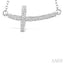 Silver Sideway Cross Diamond Fashion Pendant