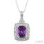 Silver Cushion Shape Gemstone & Diamond Pendant