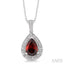 Silver Pear Shape Gemstone & Diamond Pendant
