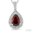 Silver Pear Shape Gemstone & Diamond Pendant