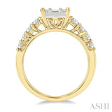 1 ctw Fusion Baguette and Round Cut Diamond Engagement Ring in 14K Yellow and White gold