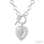 Silver Heart Fluted Toggle Diamond Fashion Necklace