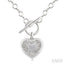 Silver Heart Fluted Toggle Diamond Fashion Necklace